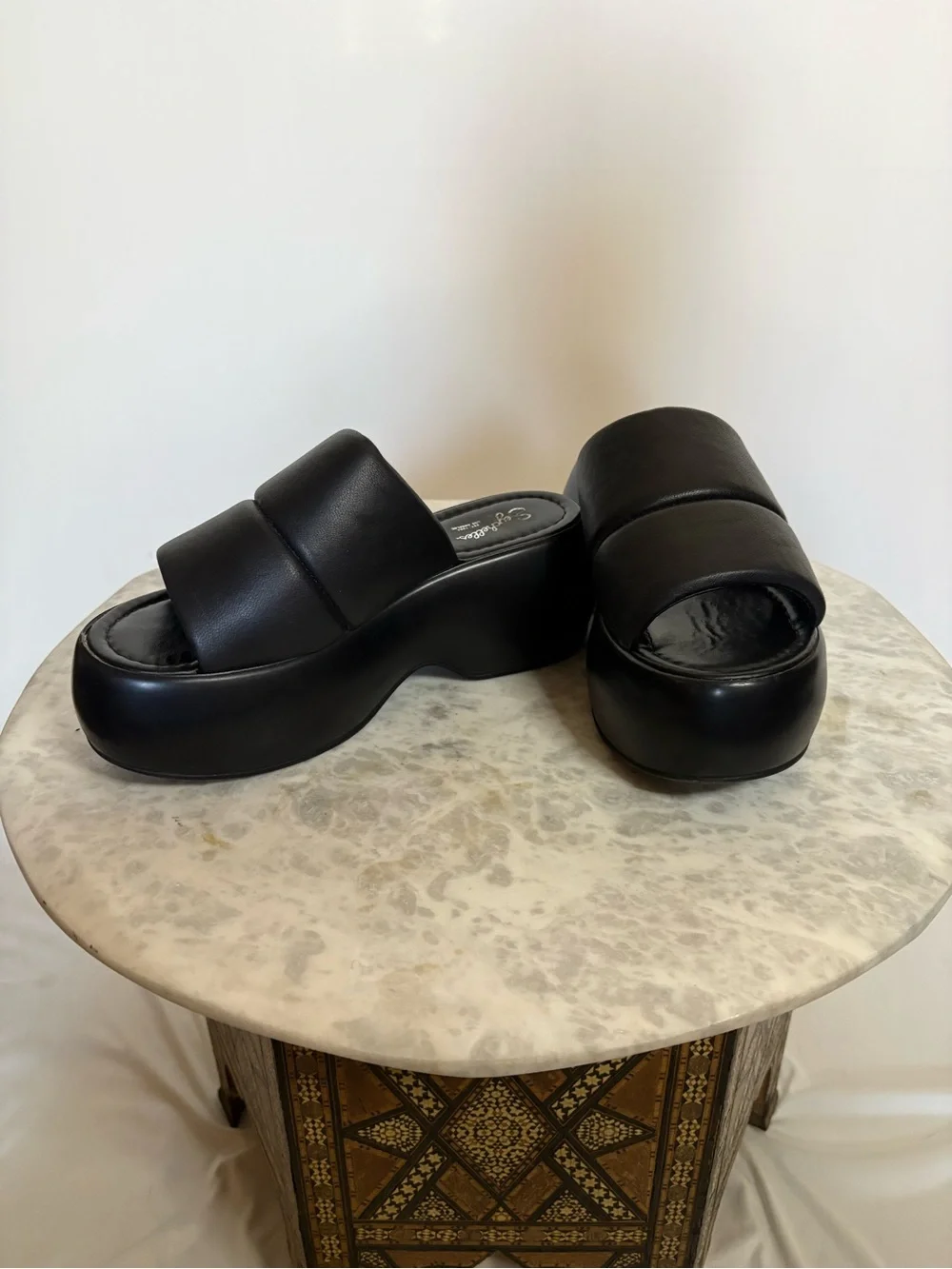 Seychelles “Sorry Bout It” Black Platform Slide Sandals Size 6 - Picture 3 of 7